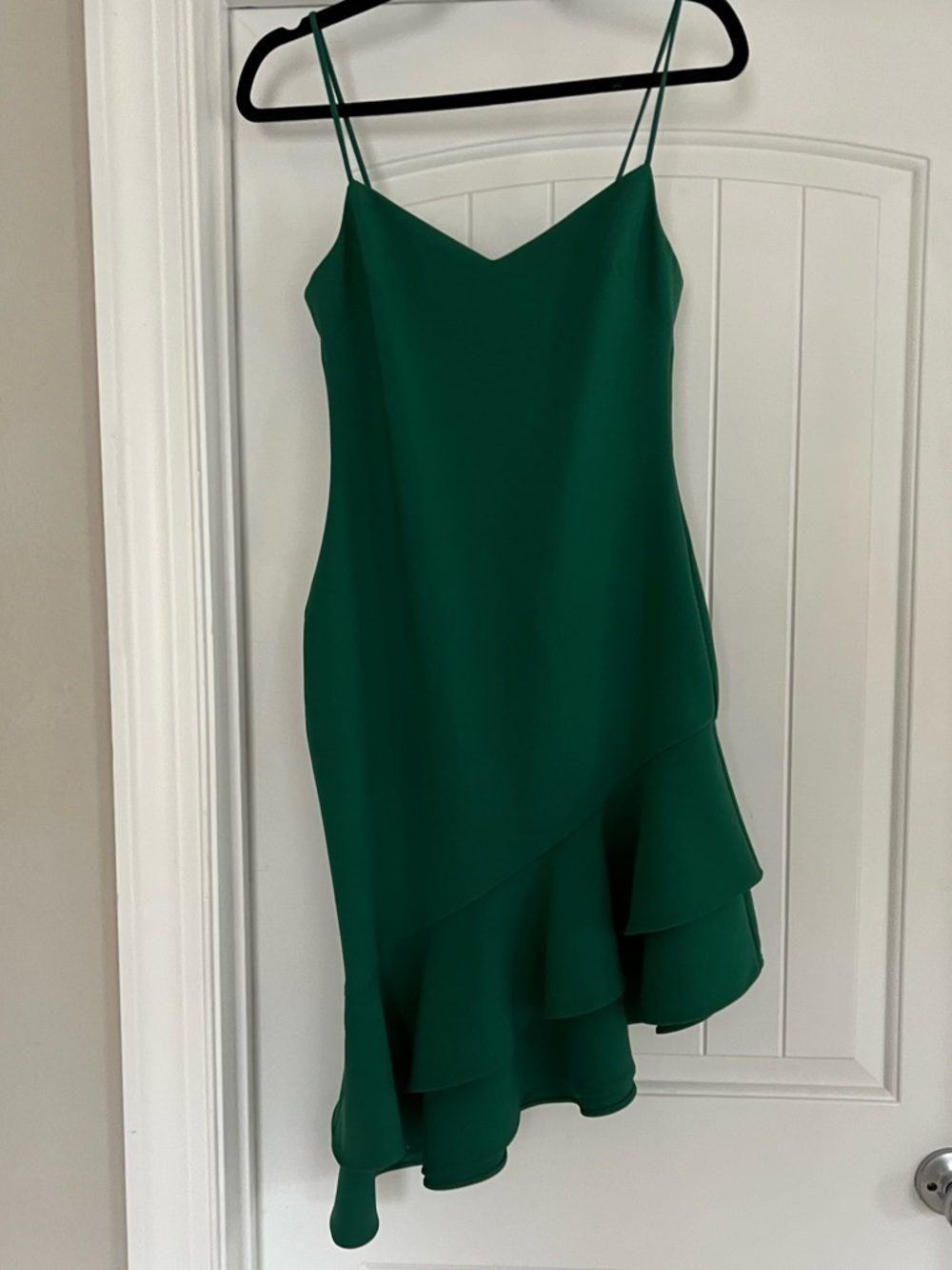 Likely green assymetrical dress semi formal cocktail dress ruffle hem mermaid